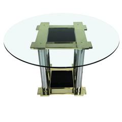 French 1970s Brass and Chrome Dining Table 6