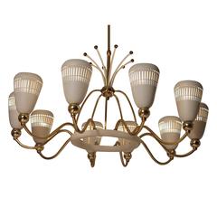 Exclusive 10 Arm Chandelier attributed to Paavo Tynell / Gerald Thurston, 1950s 10