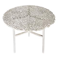 Jean White Bronze Lost Wax Cast Butterfly Indoor or Outdoor Side Table