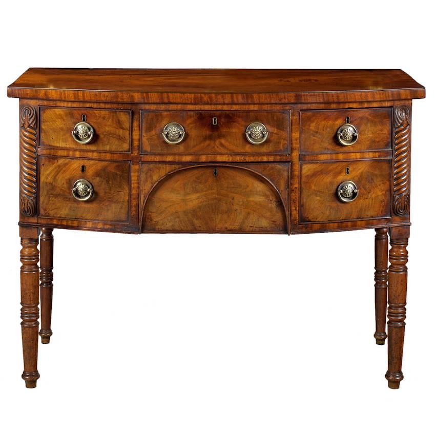 Regency Period Mahogany Bow Fronted Sideboard For Sale