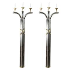 Large Oversized Pair of Modernist Art Deco Style 5 Feet Wall Sconces
