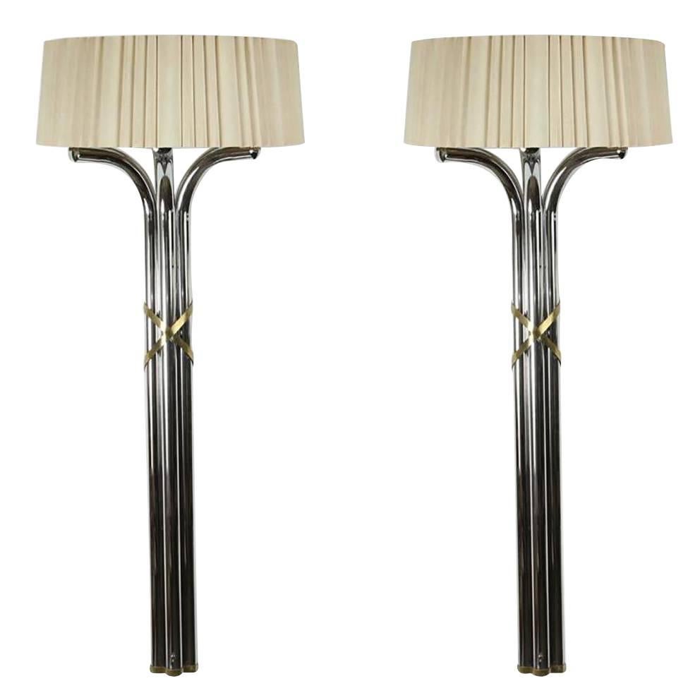Large Oversized Pair of Modernist Art Deco Style 5 Feet Wall Sconces