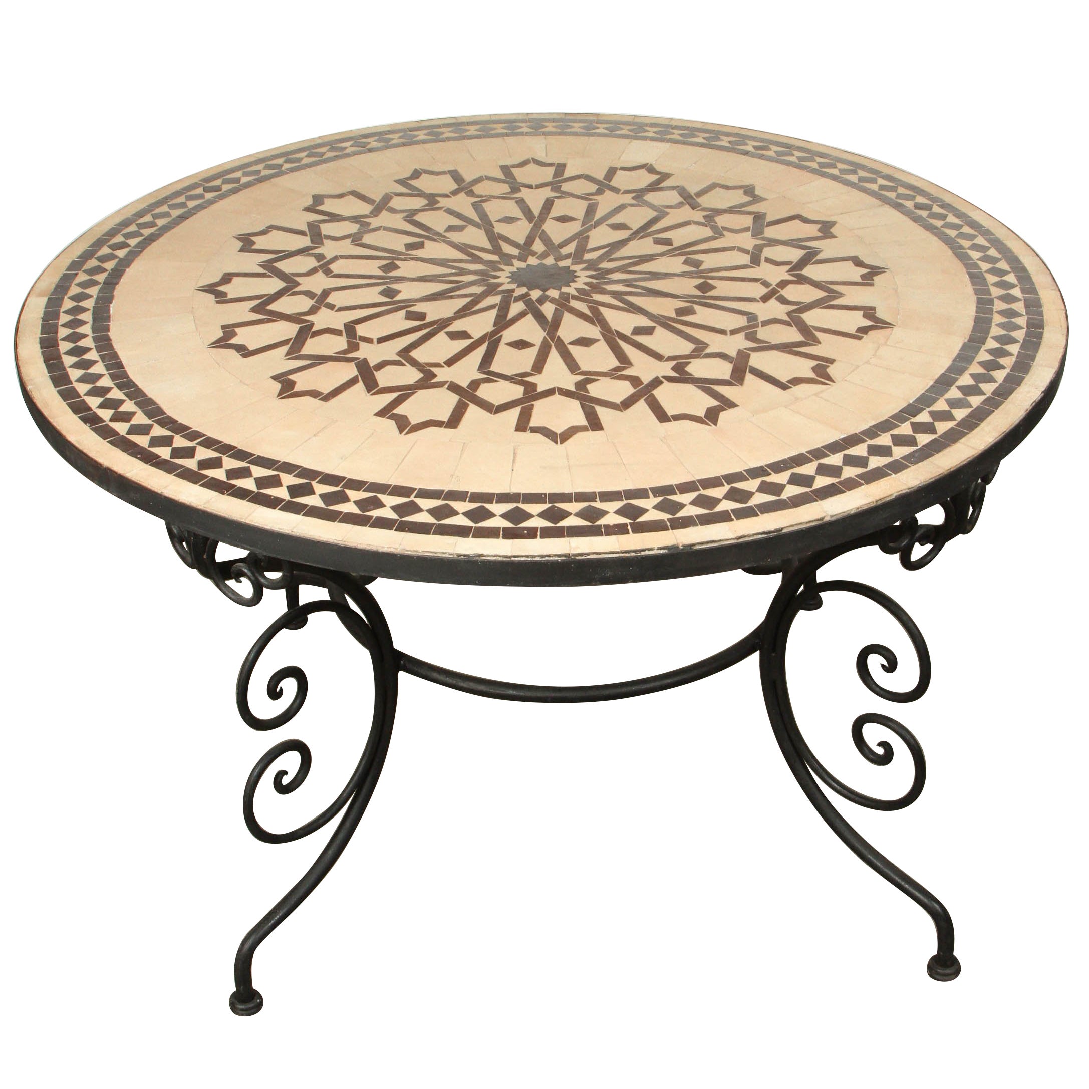 Mosaic Top Round Outdoor Table at 1stDibs