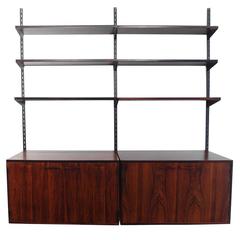 Danish Wall-Mounted Shelving Unit by Kai Kristiansen for FM Møbler in Rosewood
