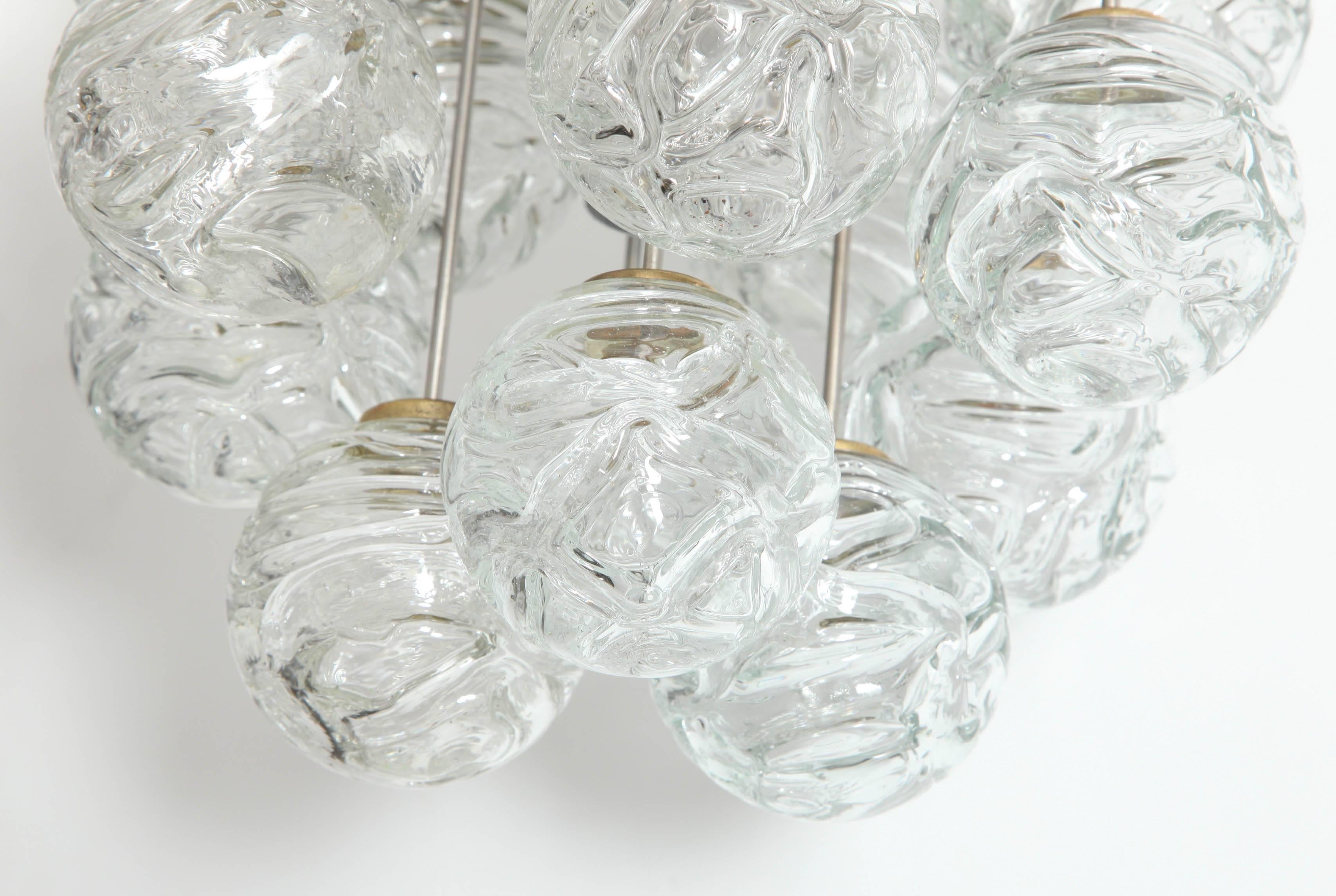 Scandinavian Modern Glass Lollipop Flush Mount by Doria For Sale