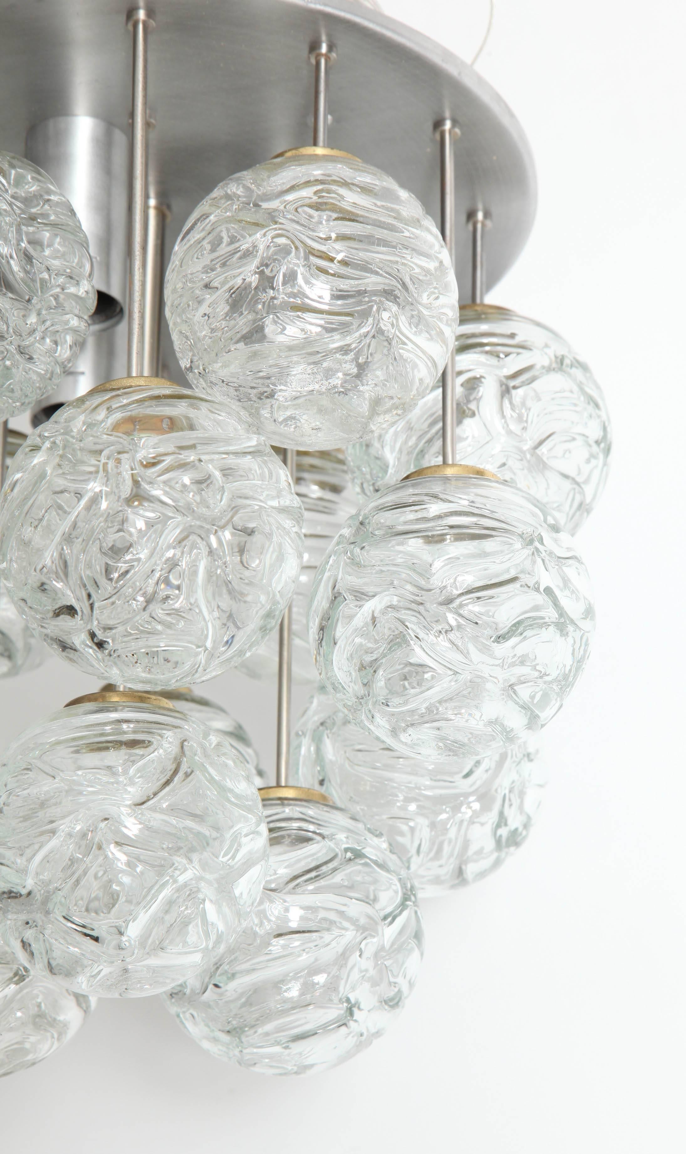 Brass Glass Lollipop Flush Mount by Doria For Sale