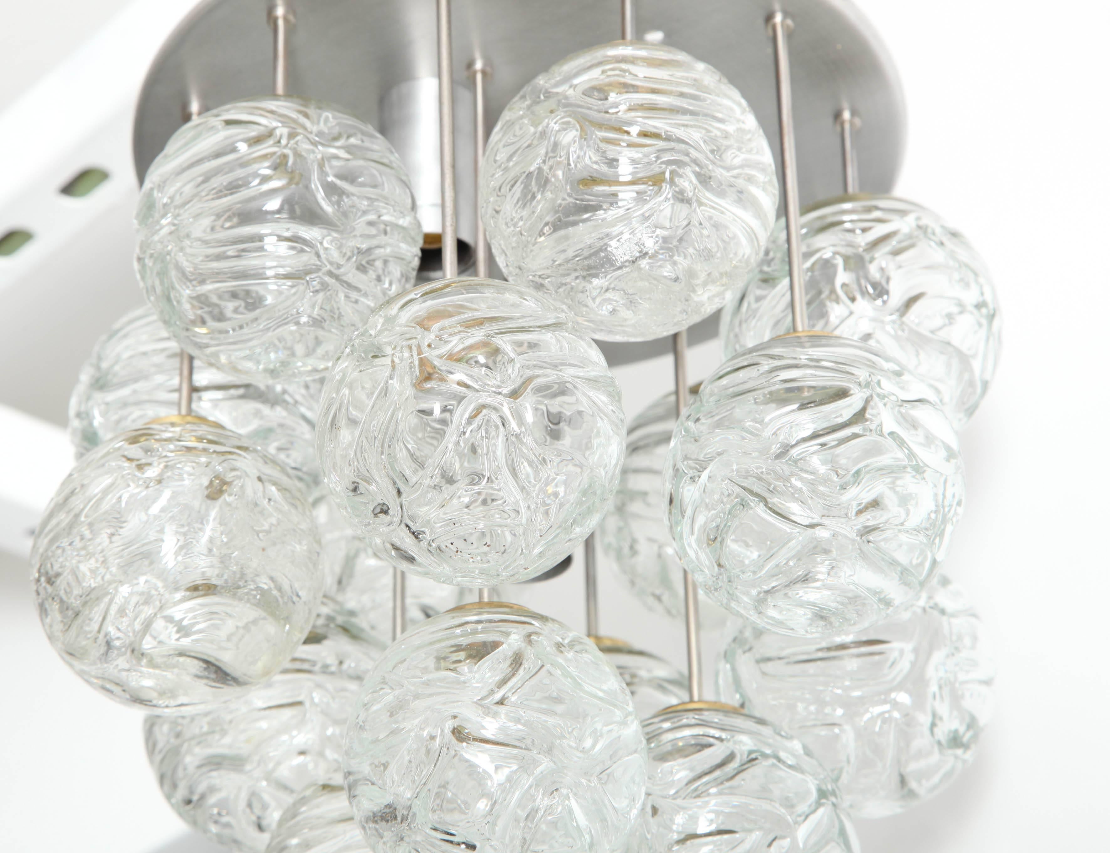 Glass Lollipop Flush Mount by Doria In Excellent Condition For Sale In New York, NY