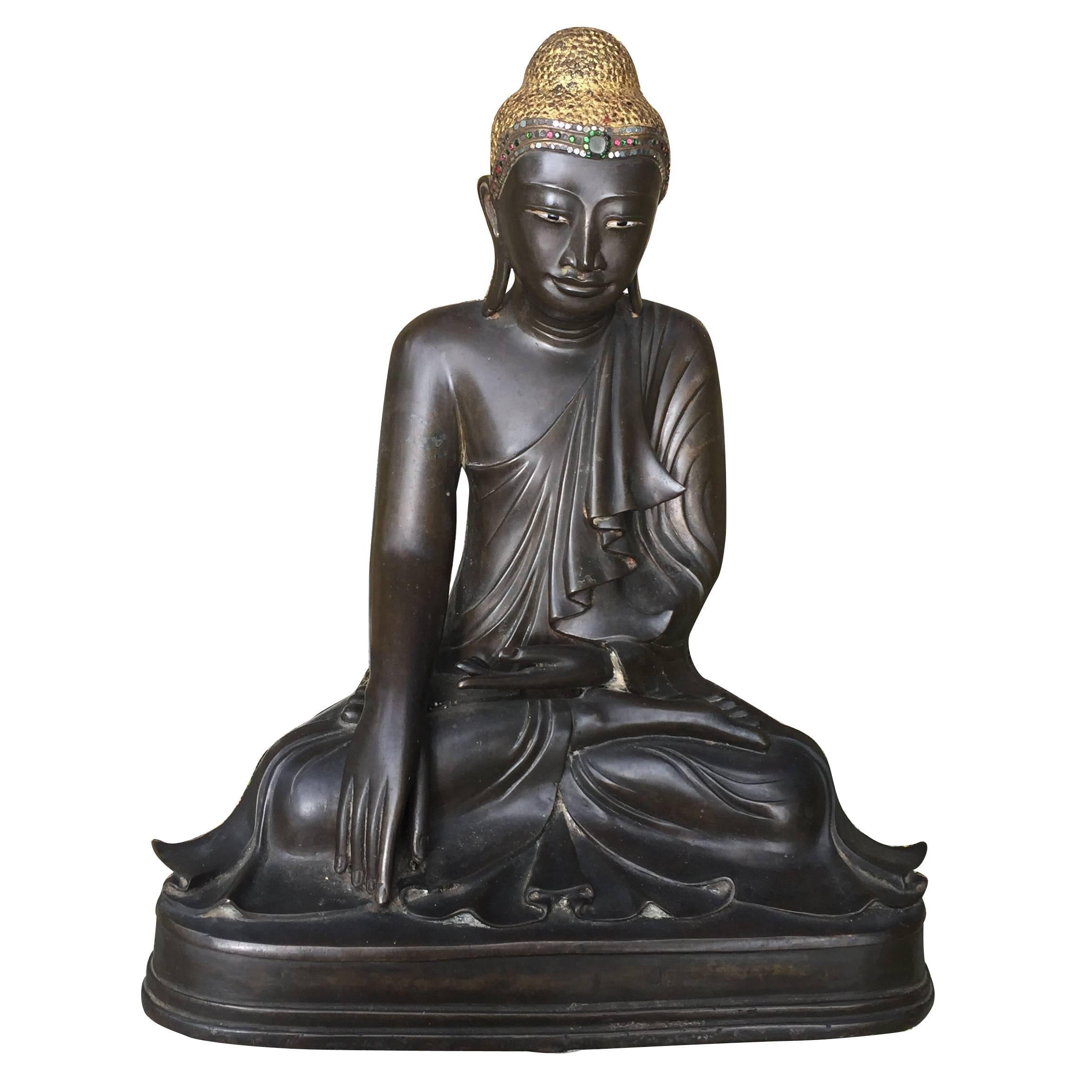 Burmese Antique  Buddha  Hand cast Gilt Bronze 19th Century 