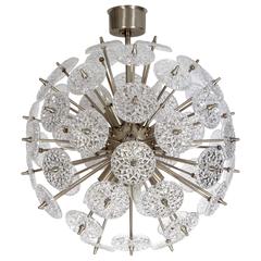 Val St Lambert Faceted Glass Roundel Sputnik Chandelier, 1 of 2 11