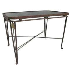 French Mid-Century Modern Neoclassical Gilt Iron Coffee Table by Maison Jansen