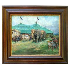 Lucy Kemp-Welch Signed Circus Tent with Elephants and Children