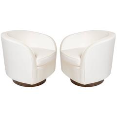 Pair of Luxe Swivel Lounge Chairs by Milo Baughman