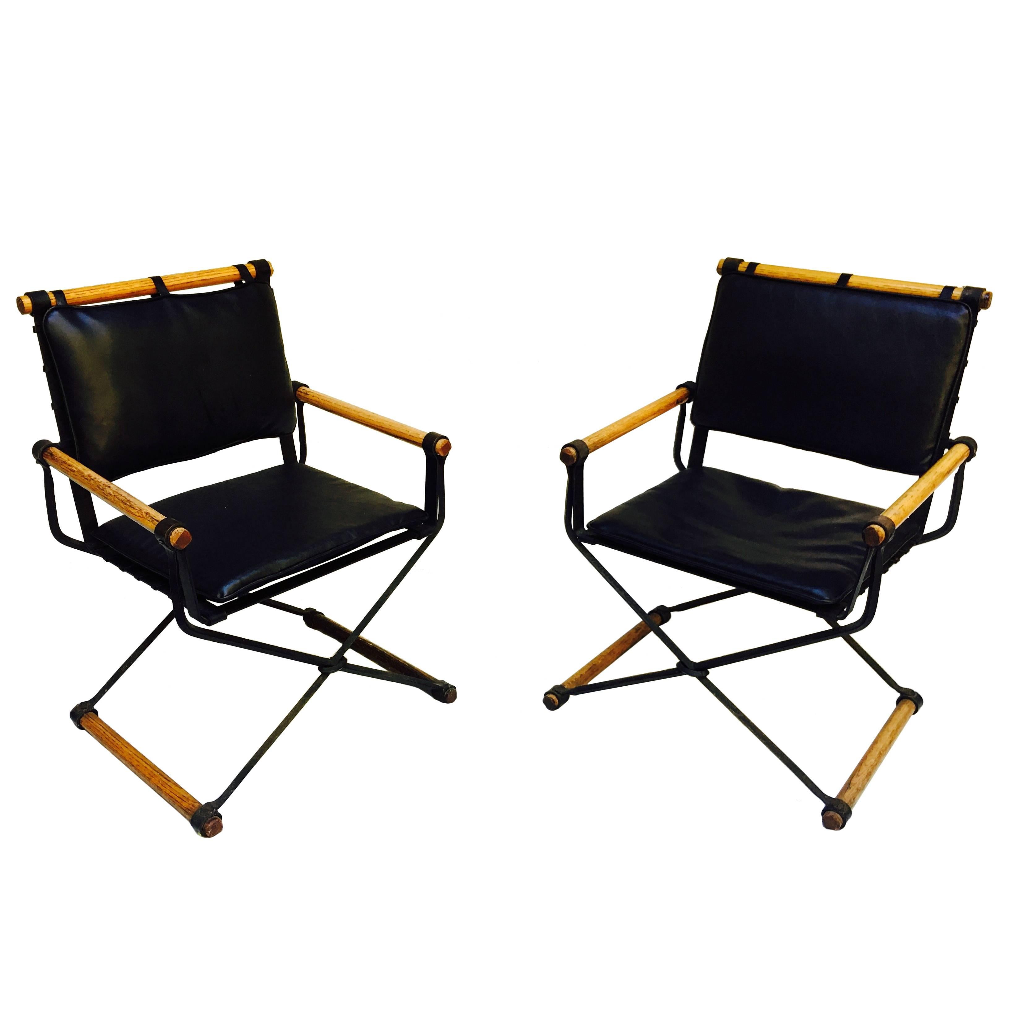 Pair of Cleo Baldon Wrought Iron Campaign Armchairs for Terra, circa 1965