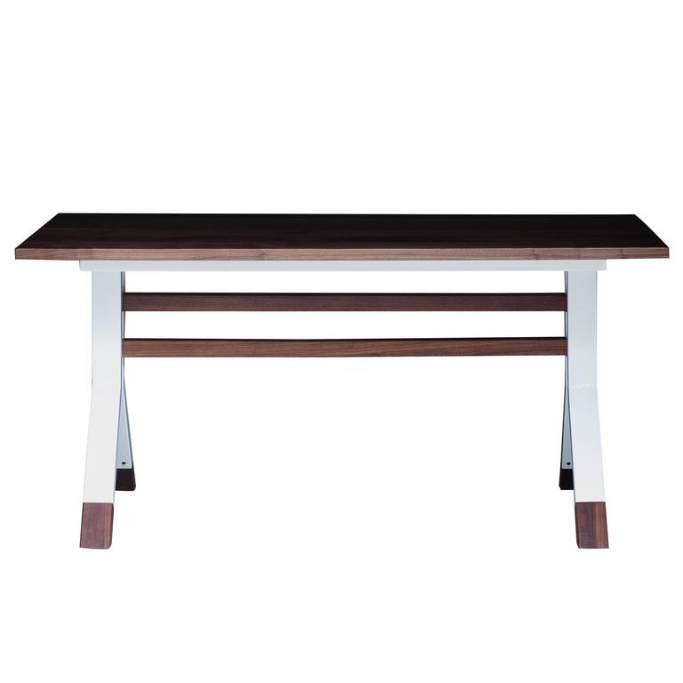 The Ladder Back, Modern Walnut and Powder Coated Steel Dining Table For