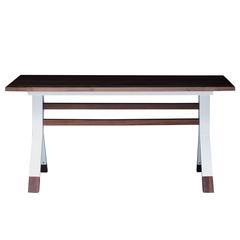 Ladder Back, Modern Walnut and Powder Coated Steel Dining Table 6
