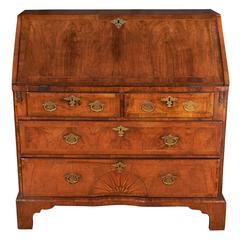 Fine George I Figured Walnut Slant Front Bureau