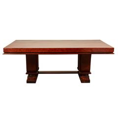 Art Deco Dining Table with Rosewood Burl Top
