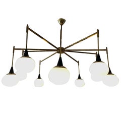 Massive Italian Brass and Glass Chandelier Sciolari