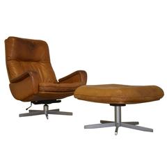 Vintage De Sede S 231 James Bond Swivel Lounge Armchair with Ottoman, 1960s 11
