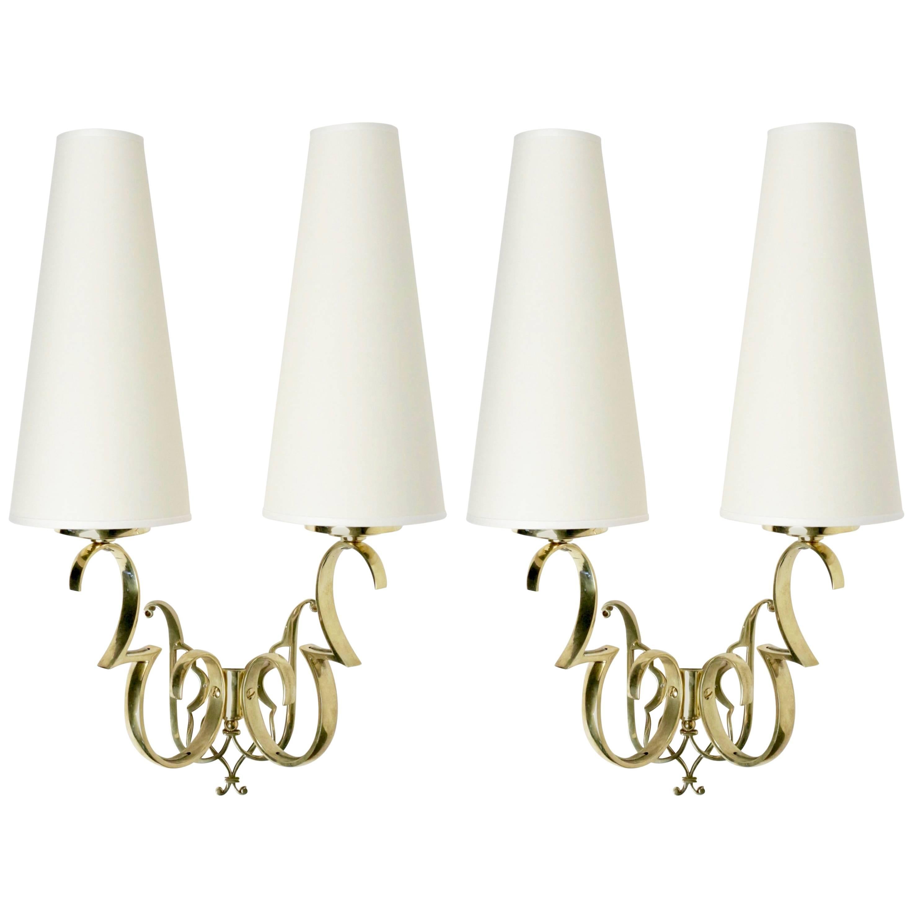 1960s Maison Honoré Pair of Brass Sconces