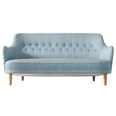 Carl Malmsten 'Samsas' Sofa in Blue Fabric Upholstery 12