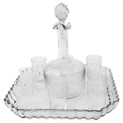 1900s Saint Louis Engraved Crystal Liquor Set Decanter Cordials and Tray 7