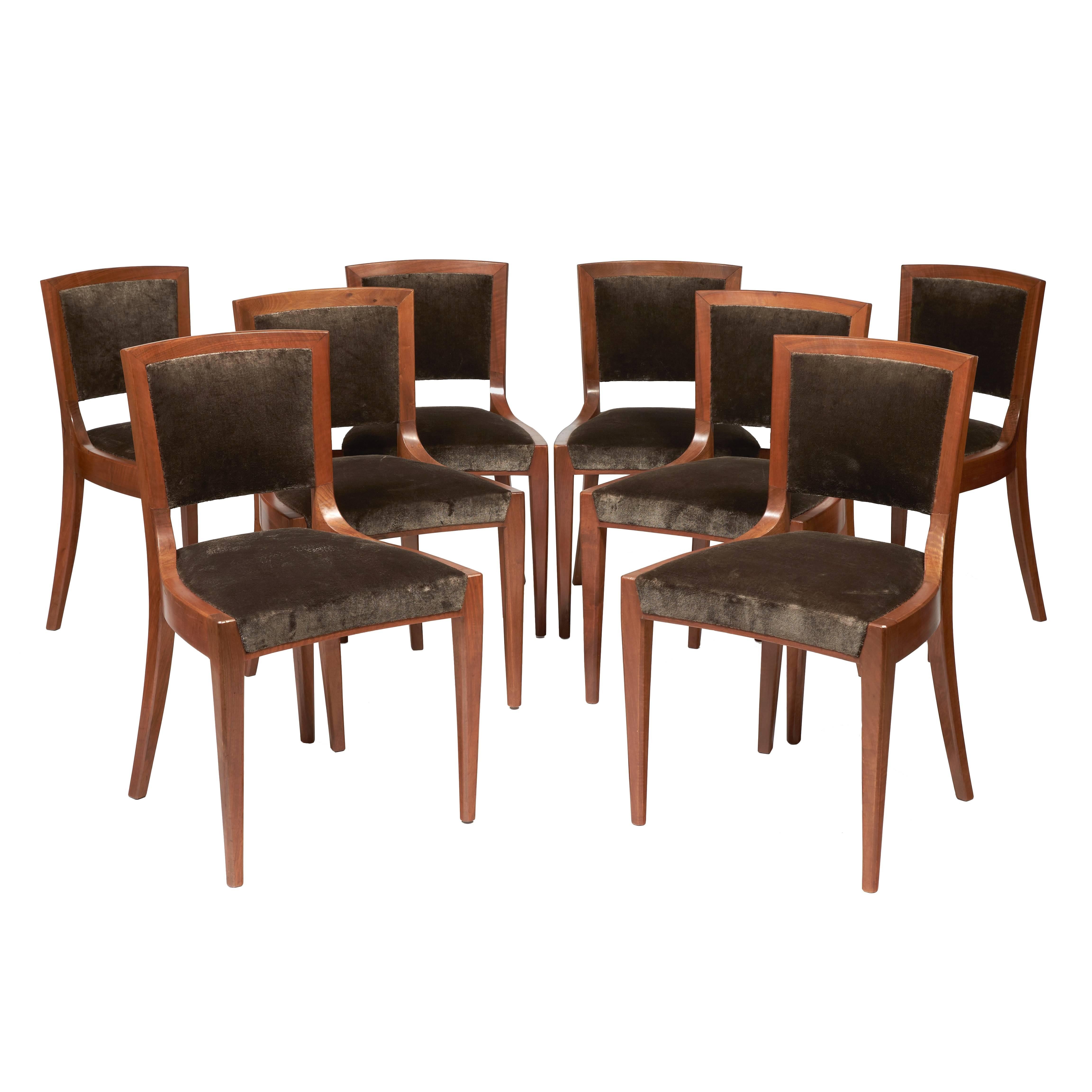 Set of Eight Chairs "Bridge" by Dominique, circa 1924-1926