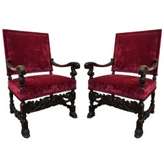 Pair of French Louis XIV Fauteuils
