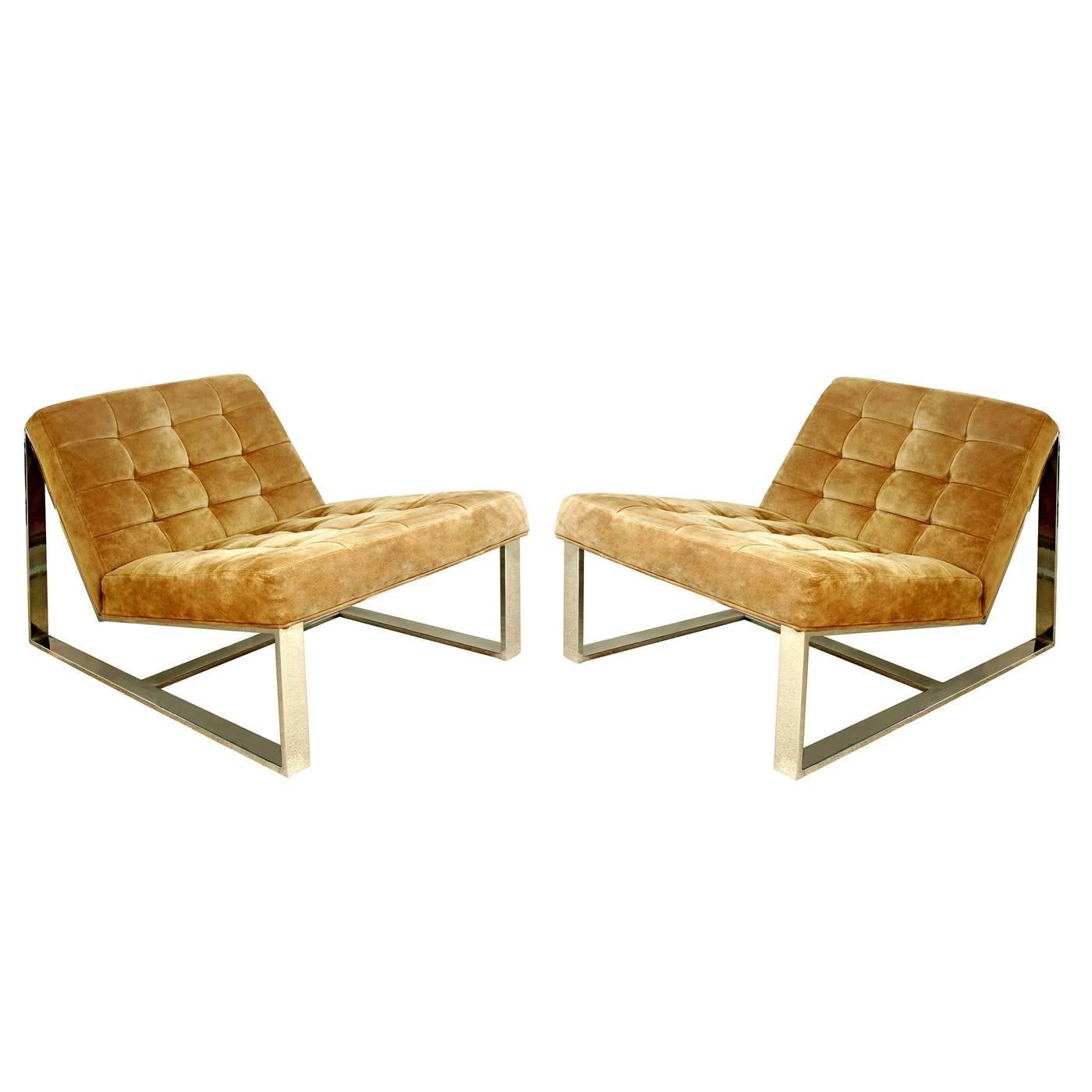 Pair of Super Chic Slipper Chairs by Milo Baughman