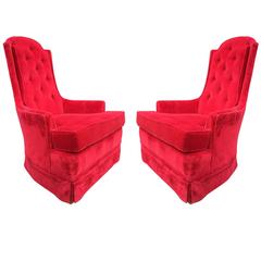 Pair Art Deco Tufted Back Lounge Chairs 8