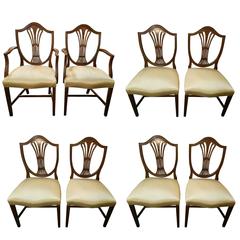 Set of Eight Hepplewhite Mahogany Shield Back Dining Chairs