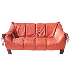 Percival Lafer MP-211 Brazilian Rosewood and Leather Two-Seat Sofa, 1970s