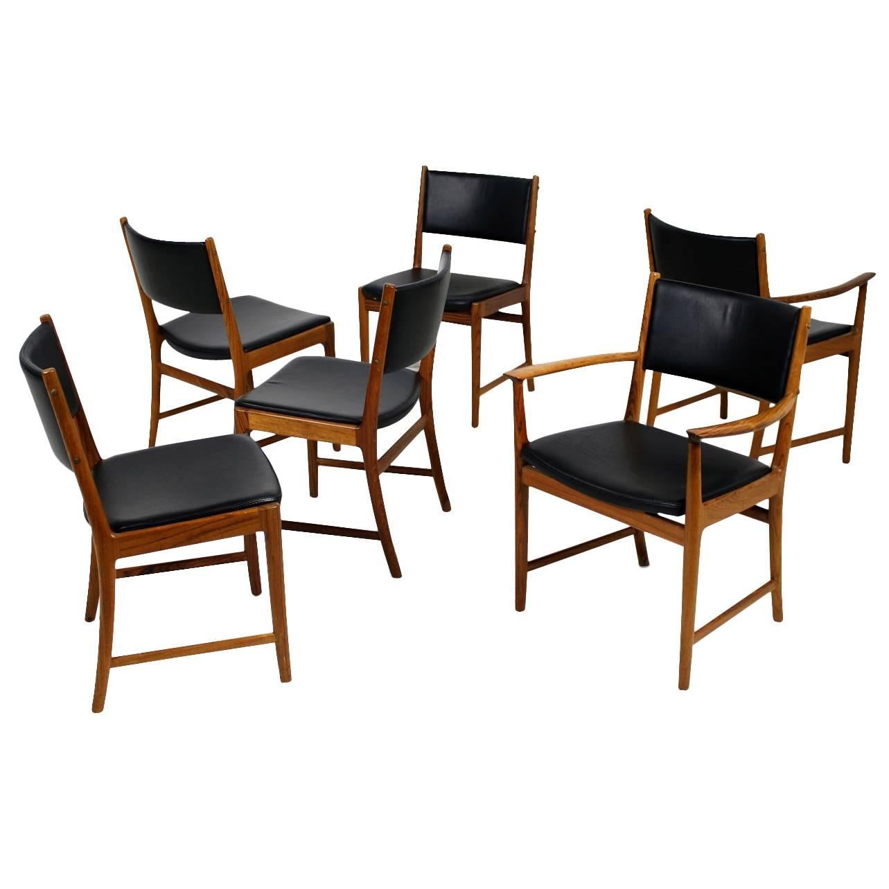 Six Rosewood Chairs Kai Lyngfeldt Larsen for Søren Willadsen, Denmark, 1960s
