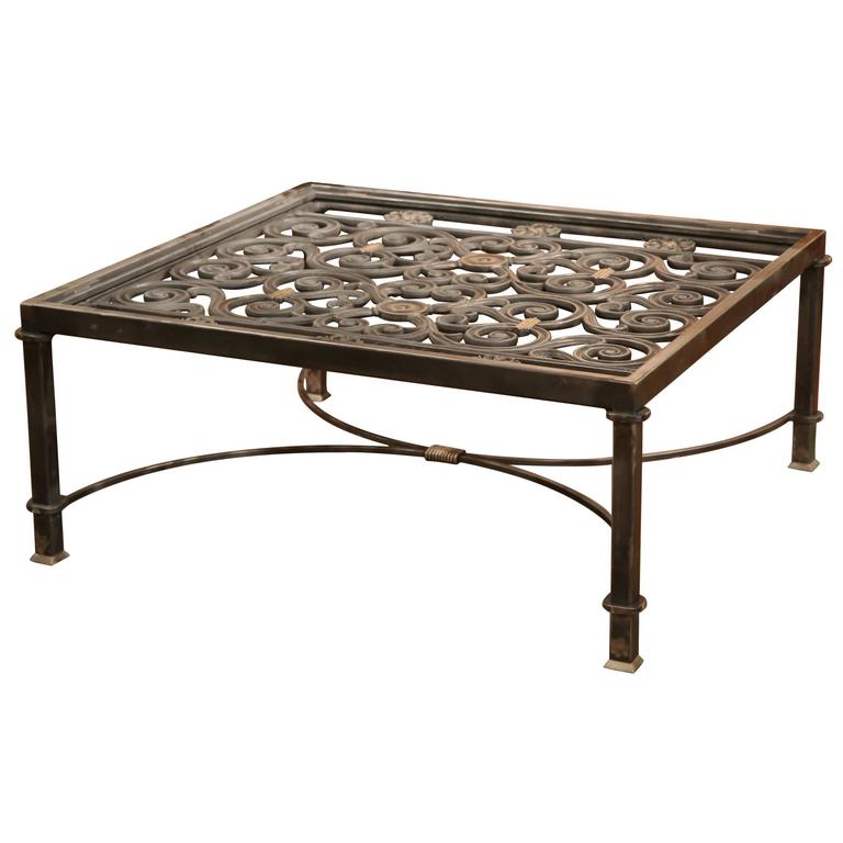 Polished Iron Coffee Table Base Made With A Pair Of 19th