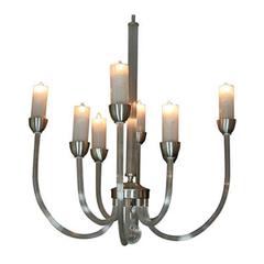 Italian Designer Ribbed Glass Arm Chandelier 8