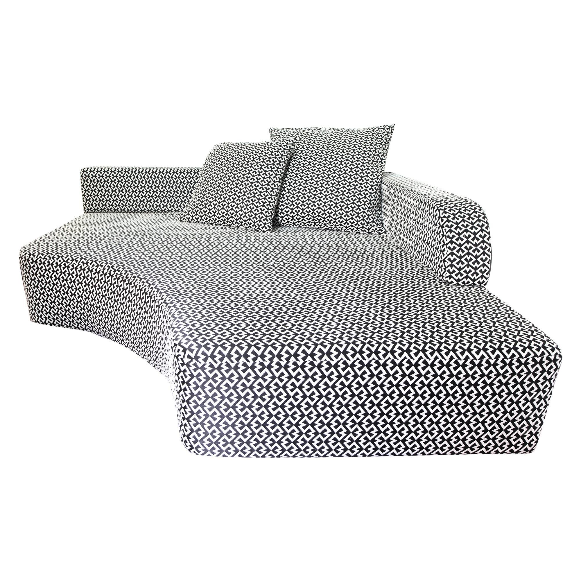 Italian Modern Black and White Pattern Removable Cover Corner Lounge