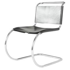 MR Black Leather Side Chairs for Knoll International, 1979 Year of Production