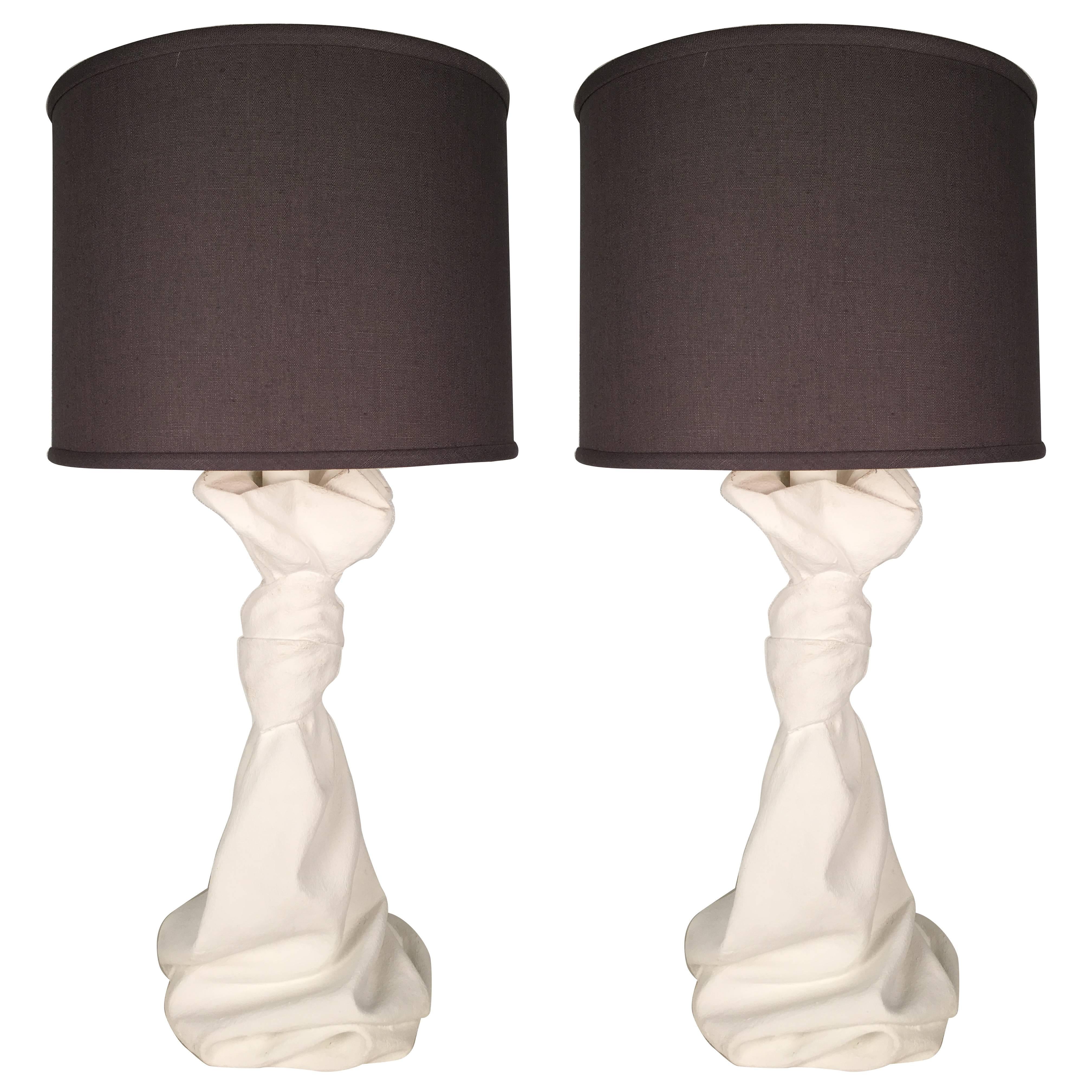 Pair of John Dickenson Style Draped Table Lamps