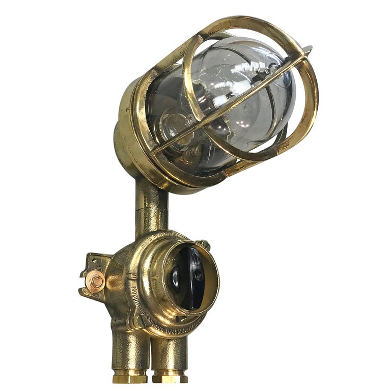 1970's German Brass Wall Lamp with Glass Dome and Isolator Switch IP54  Edison Bulb For Sale at 1stDibs | جدر ديسون