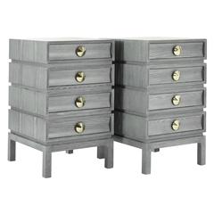 Pair of Stacked End Tables in Grey Ceruse