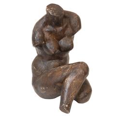 Bronze Patinated Plaster Sculpture of a Nude Woman