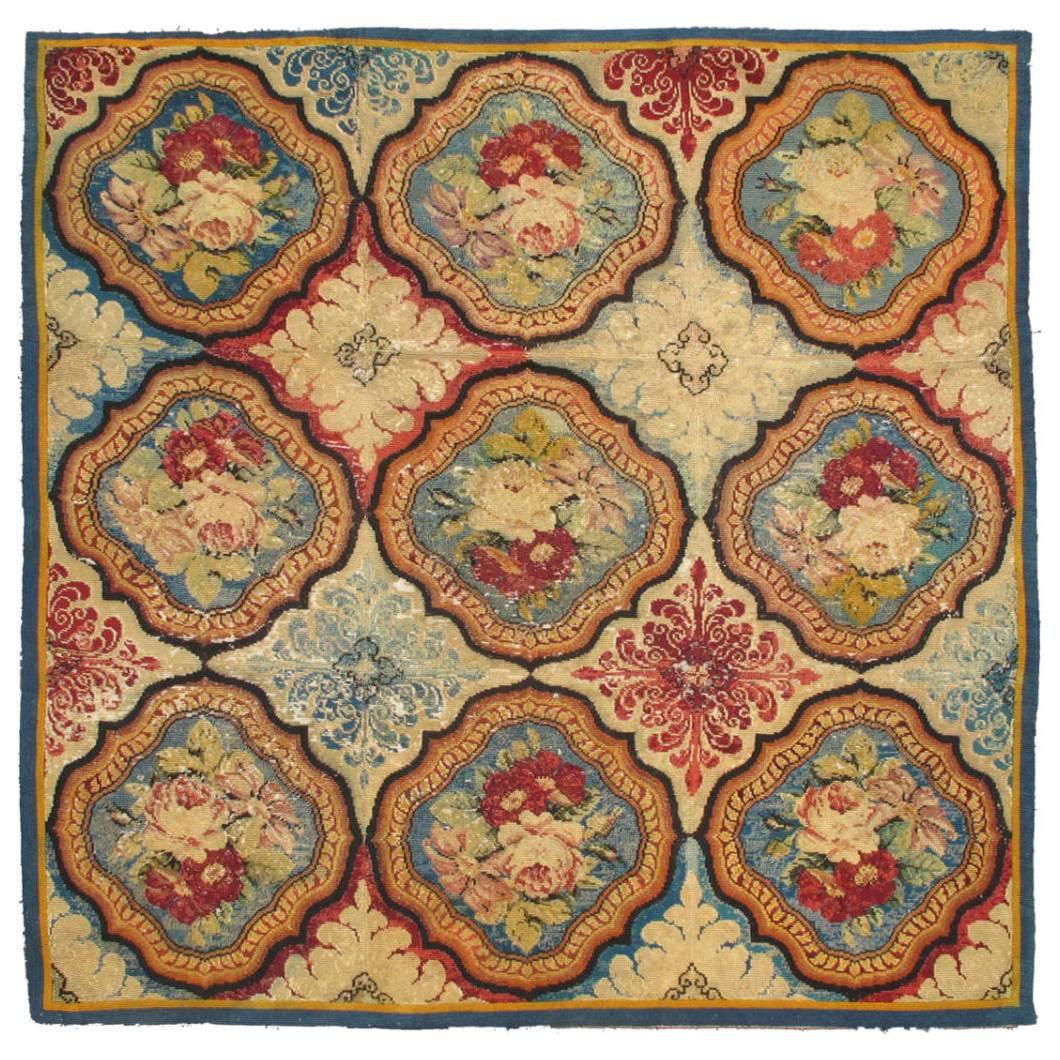 Antique English Needlepoint from the Late-18th Century with Beautiful Flowers