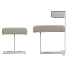 Modern Angular Gray Steel Lounge Armchair with Ottoman, 21st Century 11