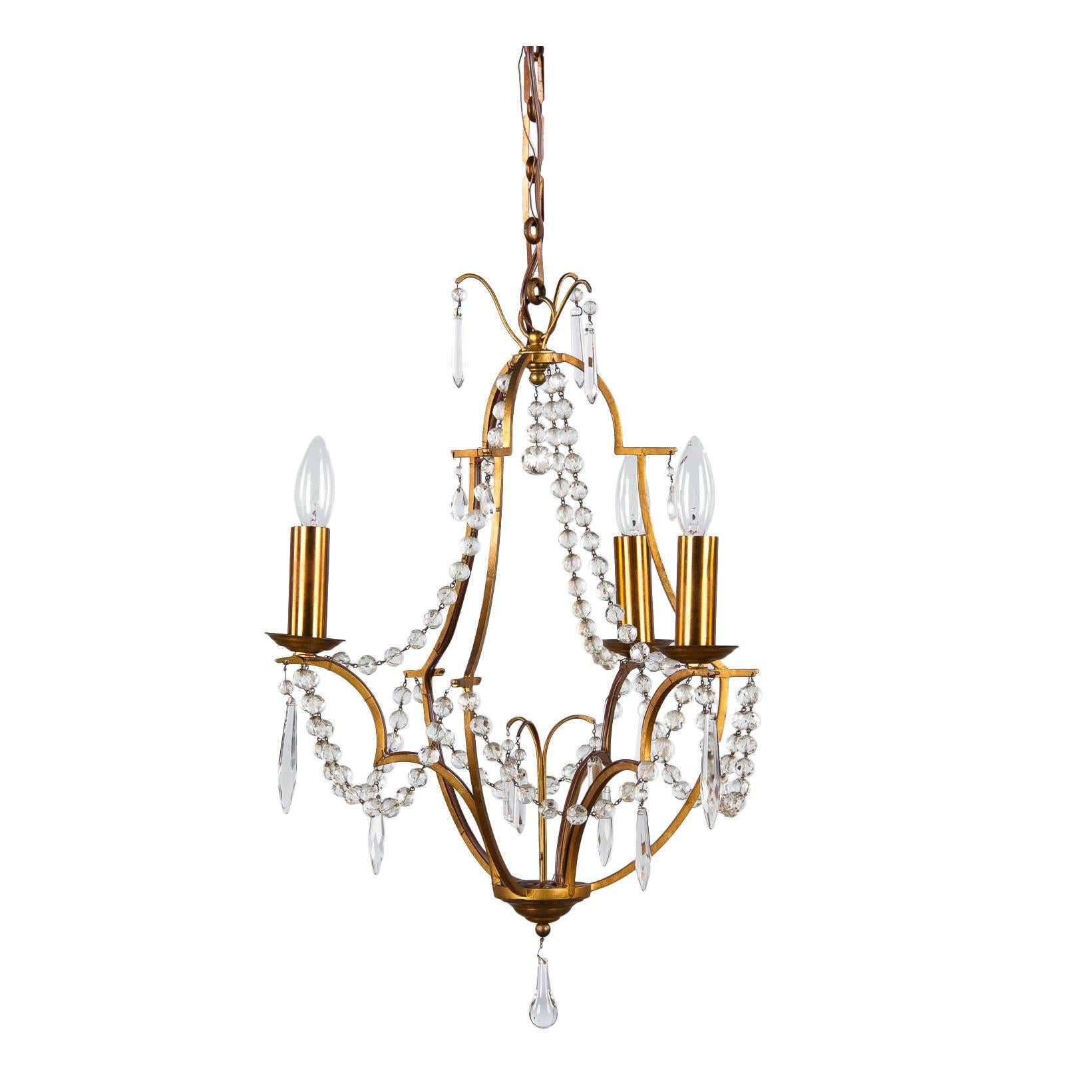 French Bronze Chandelier with Crystals