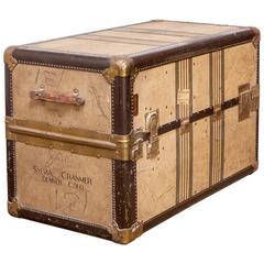 Used Important Louis Vuitton Style Canvas Steamer Trunk