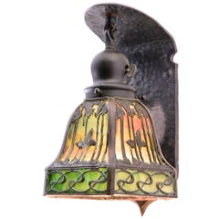 Signed Handel Teroca Sunset Palm Sconce, circa 1907