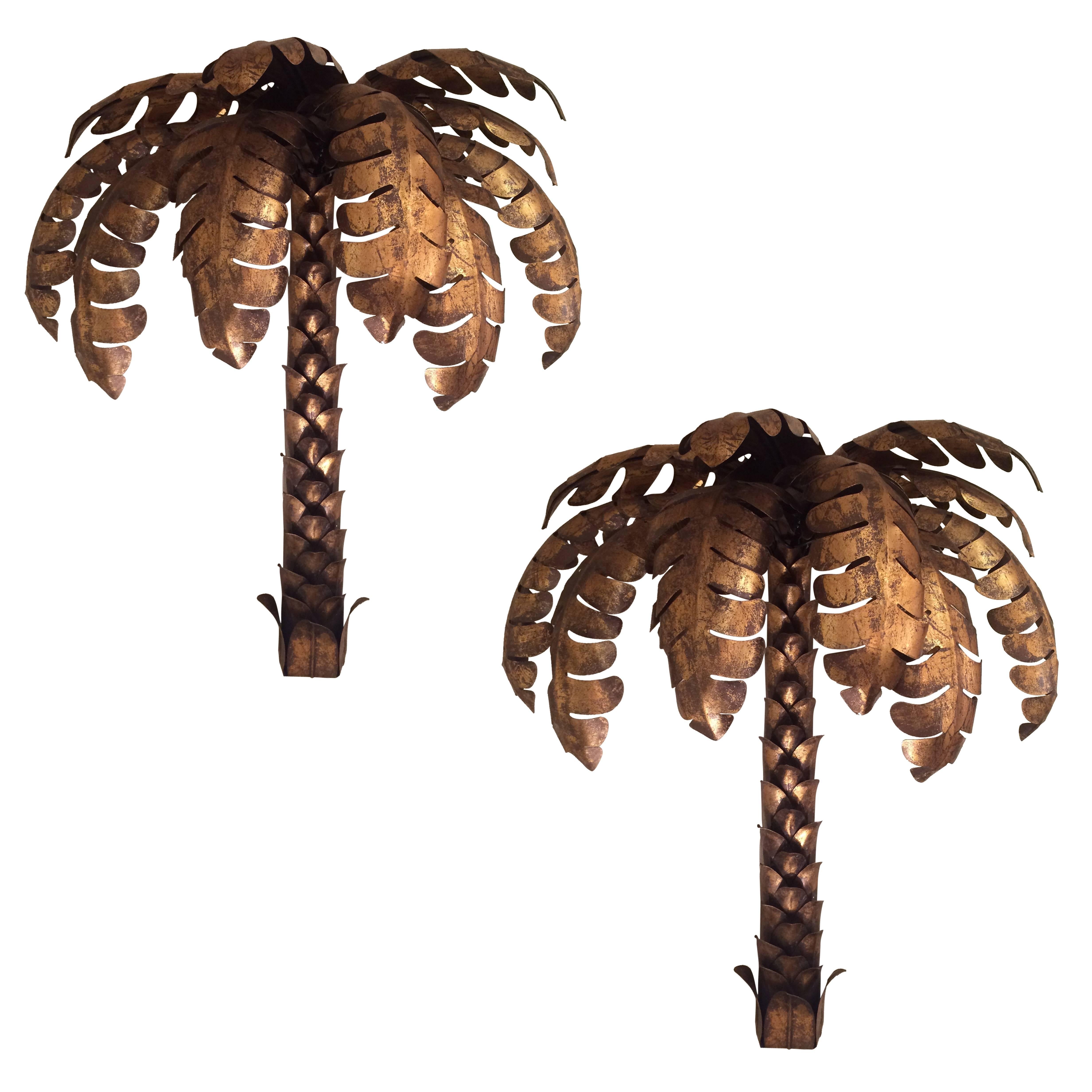 Eight Palm Tree Sconces in the Style of Jansen For Sale