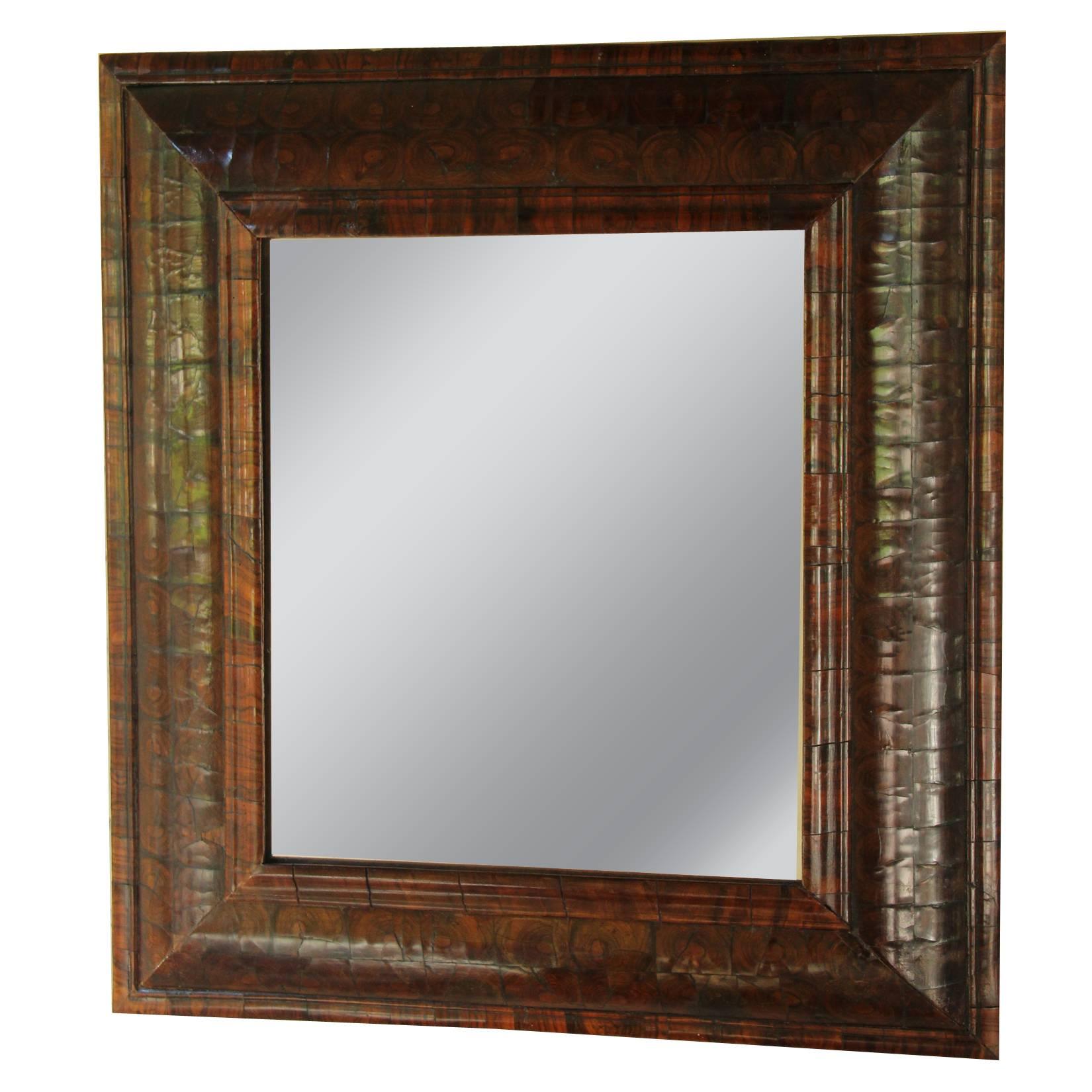 English Rosewood Mirror with Removable Arched Top, 18th Century Antique