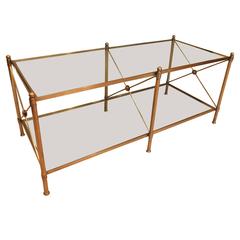 Jansen Two-Tier Brass Coffee Table, Paris, circa 1940 3