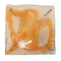 Italian Murano Amber Square Glass Sconces or Flush Mounts by Mazzega 2